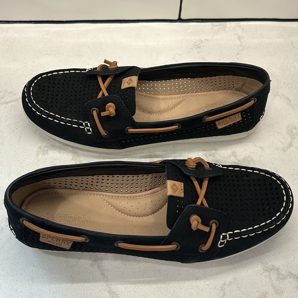 Sperry Top Sider Black Moccasin Boat Shoes - Picture 12 of 16